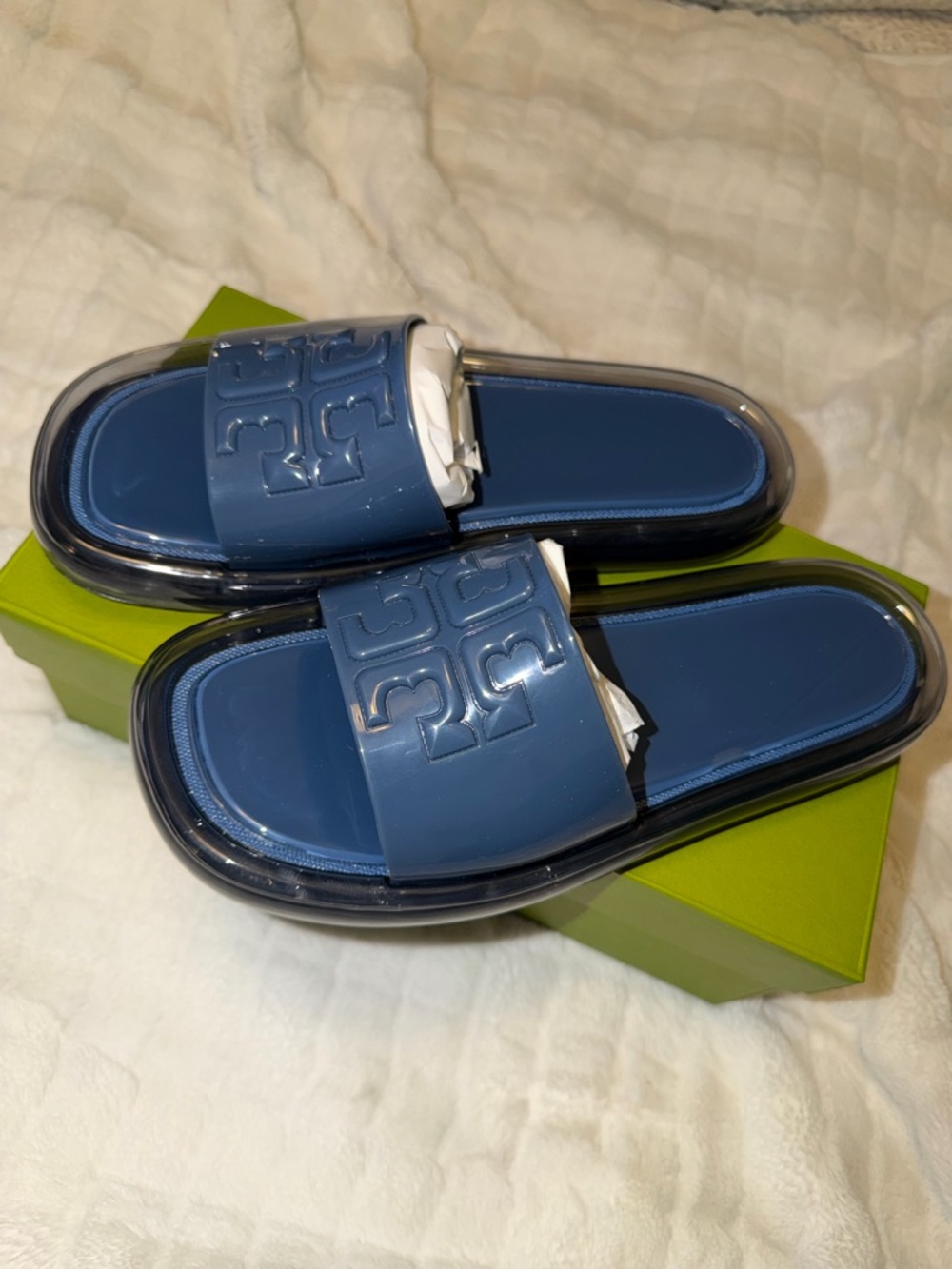 Tory Burch Blue Slide Sandals